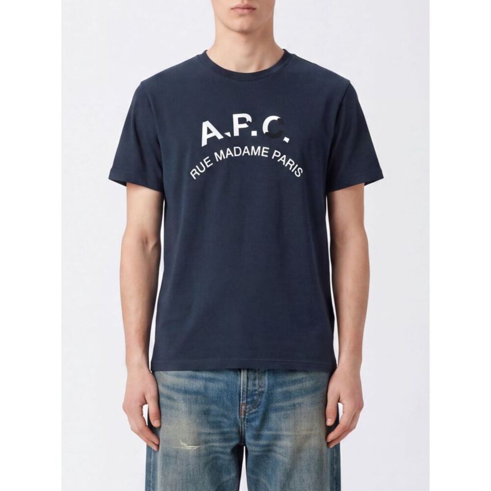 A.P.C. Men A.P.C. Cotton T-Shirt With Contrasting Logo Print
